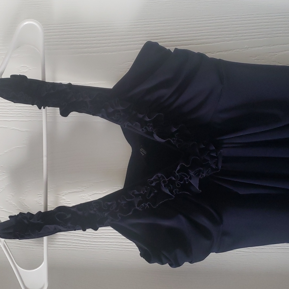 Navy Ruffle Dress - Picture 2 of 3